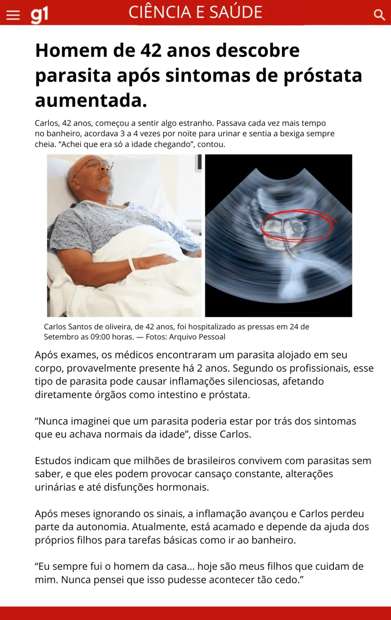 Notícia G1 sobre parasitas e próstata